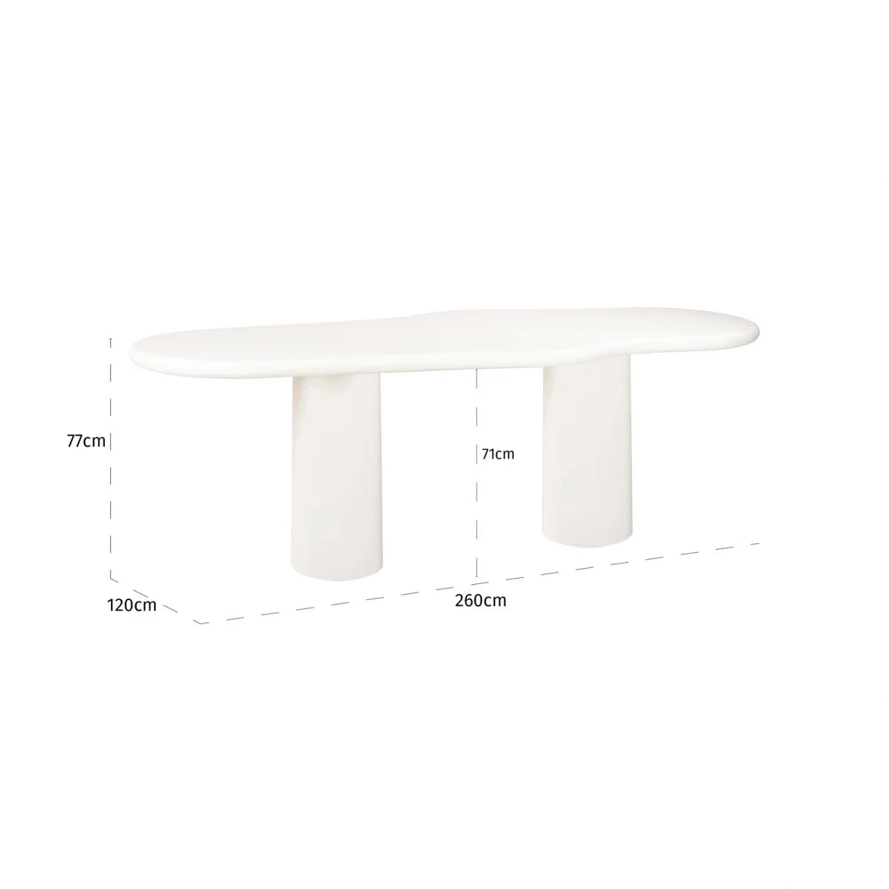 Masa Asimetrica de 8-12 persoane din MDF Alb L260xH76cm Bloomstone Richmond Interiors