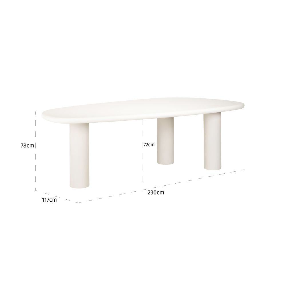 Masa Asimetrica de 8-10 persoane din MDF Alb L230xH78cm Bloomstone Richmond Interiors
