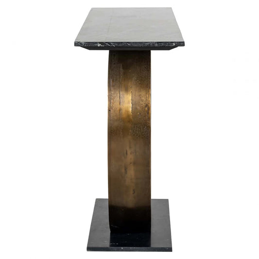 Consola din Marmura Negru si Aluminiu Alama L140xH74cm Luna Richmond Interiors
