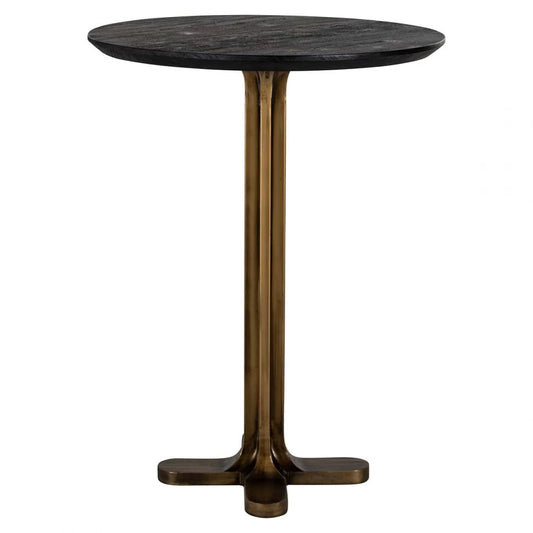 Masa de bar Rotunda de 2 persoane din Lemn de mango Negru si Metal Alama D80xH106cm Revelin Richmond Interiors