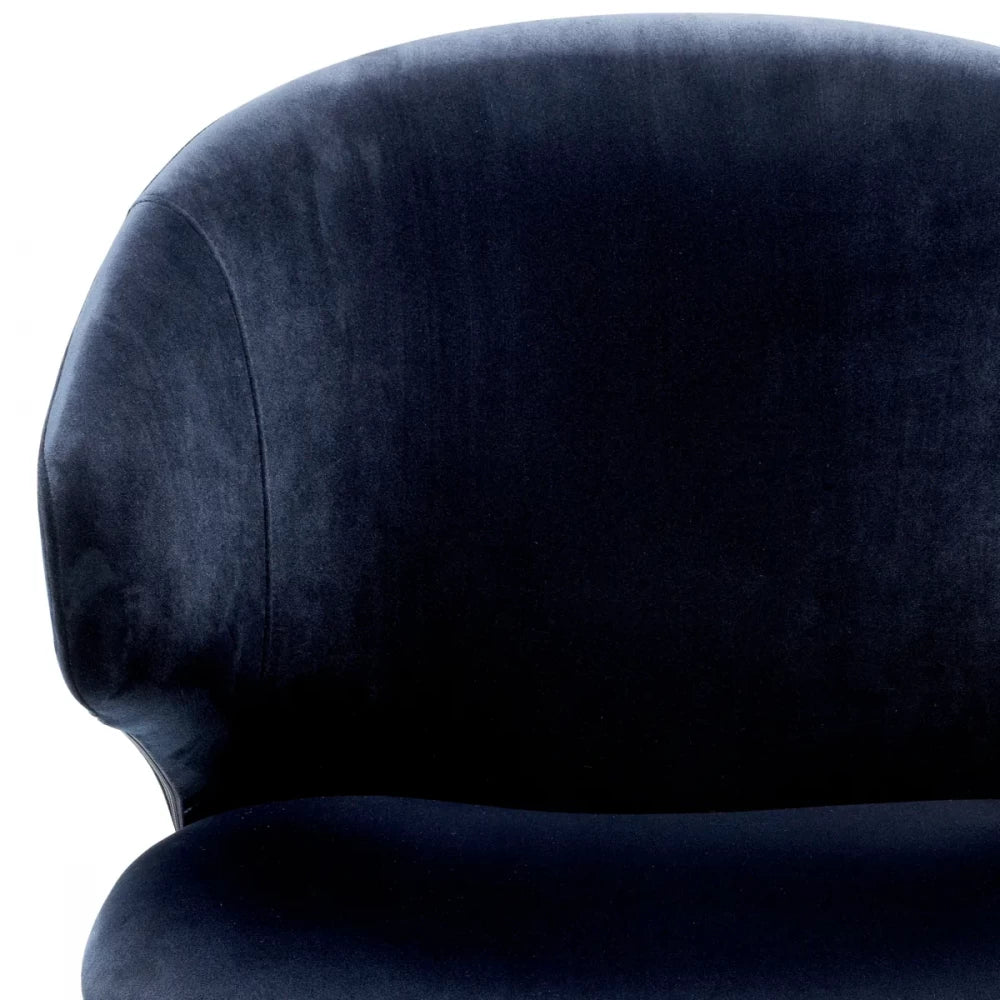 Scaun cu brate tapitat cu Catifea Albastru inchis cu picioare din Metal Negru/Auriu H82xL57xA64cm Volante Eichholtz