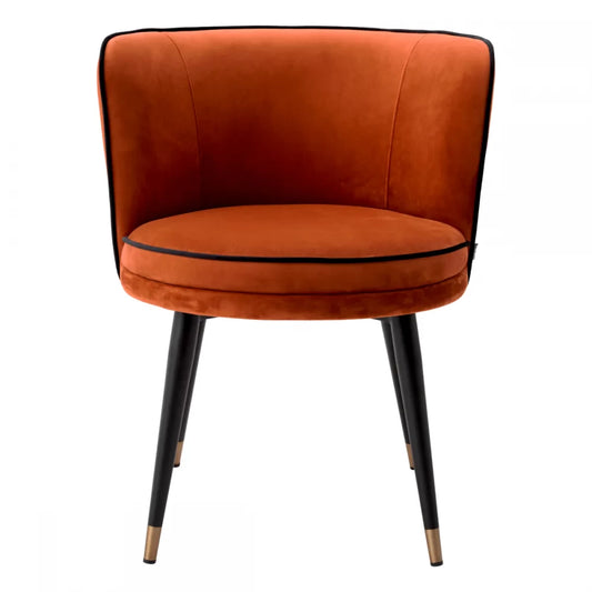 Scaun pivotant tapitat cu Catifea Portocaliu cu picioare din Metal Negru/Auriu H76xL62xA62cm Grena Eichholtz