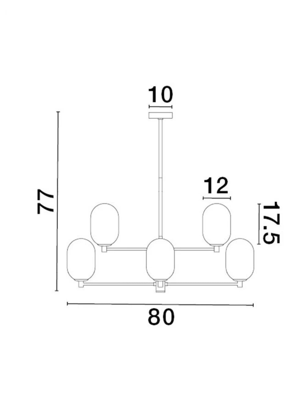 Candelabru structura din Metal Auriu si abajur din Sticla Alb H77xL80cm IP20 BALOR