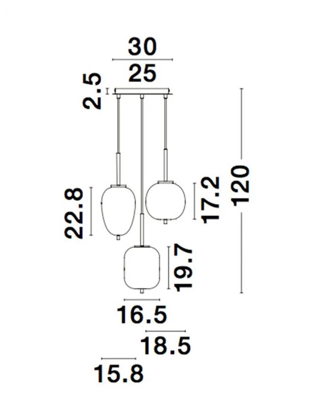 Candelabru structura din Metal Negru si abajur din Sticla Alb H120xL30cm IP20 LATO