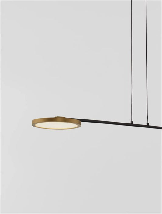 Lustra structura din Metal Negru/Auriu si abajur din Acrilic Alb H120xL100cm IP20 19W 1881lm 3000k SCOPE