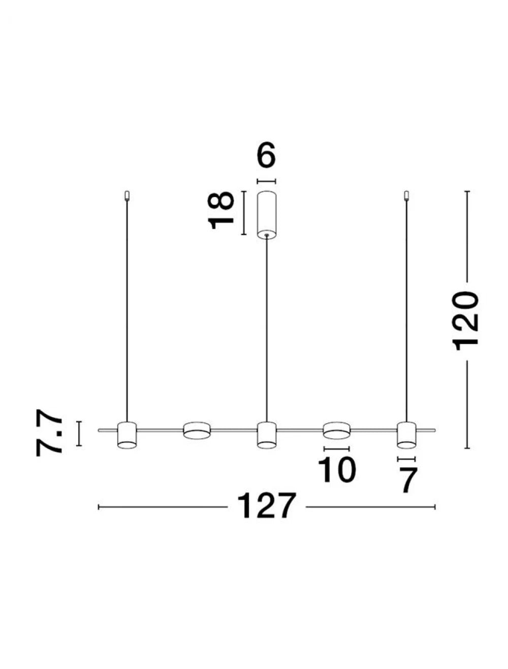 Lustra structura din Aluminiu Negru si abajur din Acrilic Alb H120xL127cm IP20 29W 559lm 3000k NORDIK