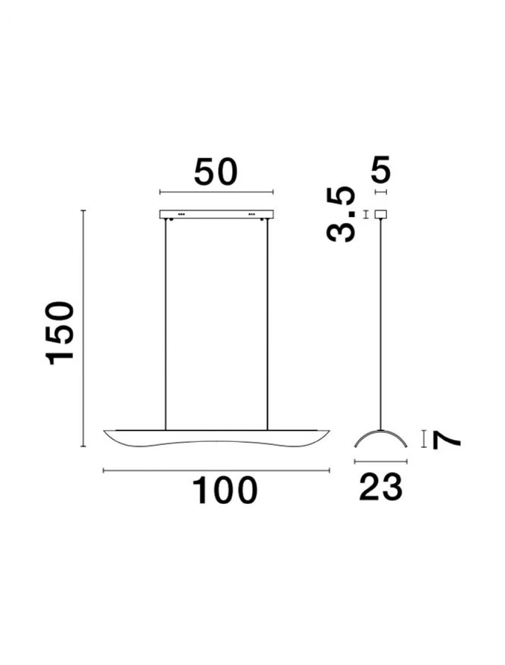 Lustra structura din Aluminiu Auriu si abajur din Acrilic Transparent H150xL98cm IP20 34W 2562lm 3000k AGOS