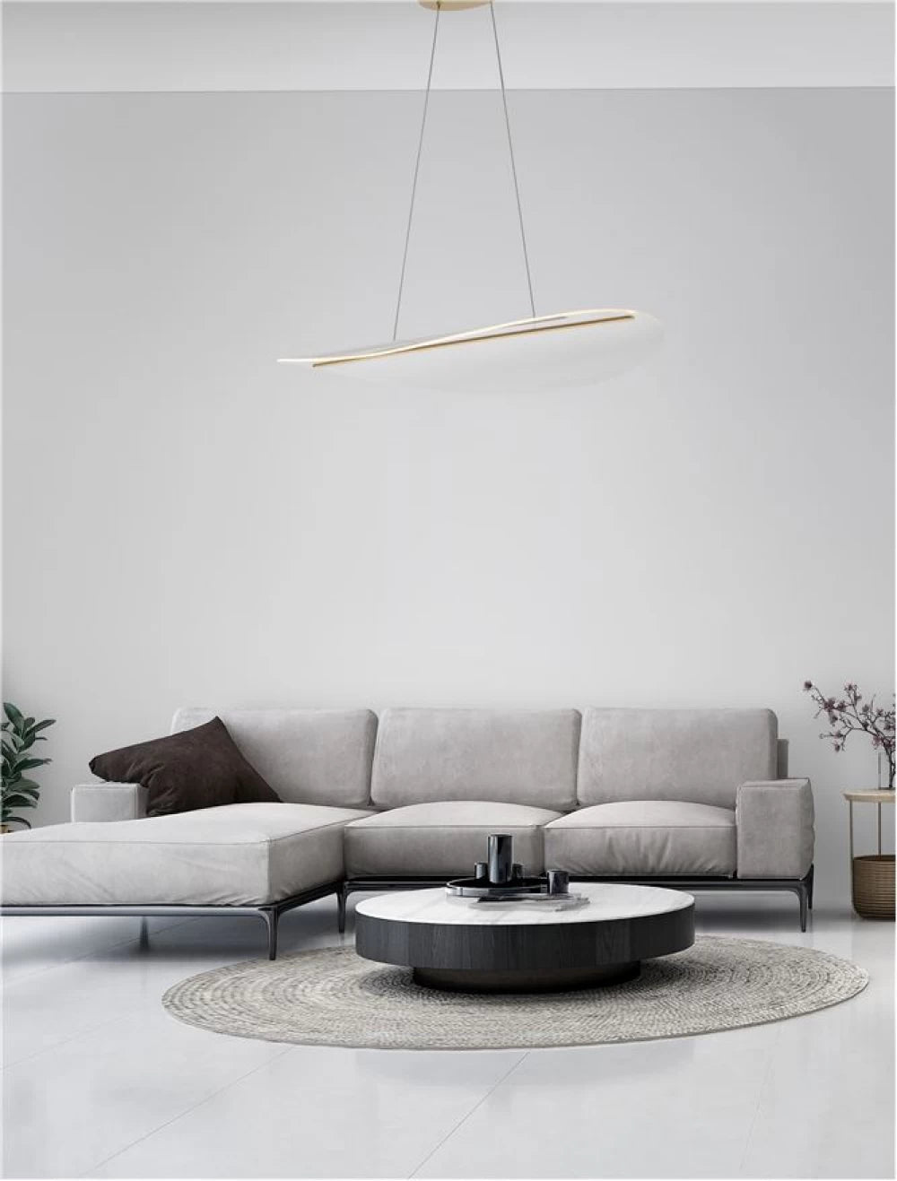 Lustra structura din Aluminiu Auriu si abajur din Acrilic Transparent H150xL95cm IP20 32W 2156lm 3000k AGOS