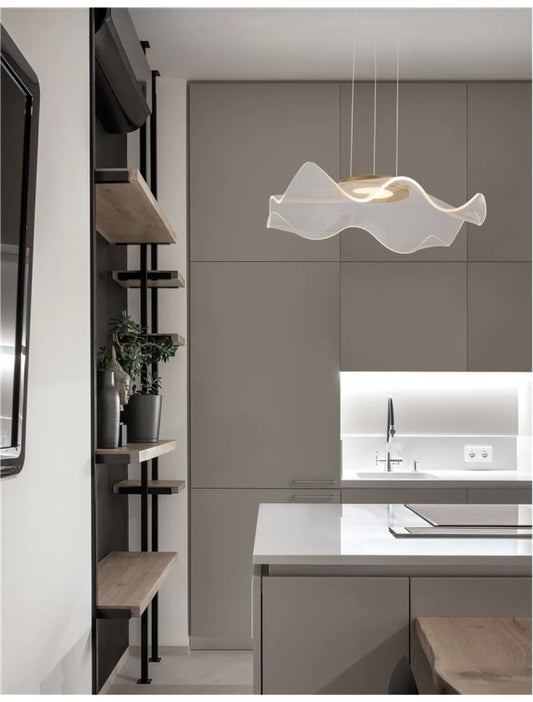 Lustra structura din Aluminiu Auriu si abajur din Acrilic Transparent H150xL50cm IP20 15W 1296lm 3000k SIDERNO