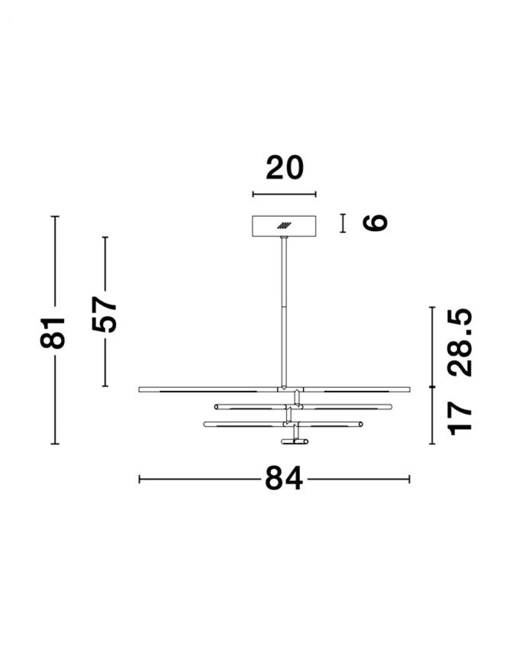 Lustra structura din Metal Negru si abajur din Acrilic Alb H81xL84cm IP20 48W 3633lm 3000k RACCIO