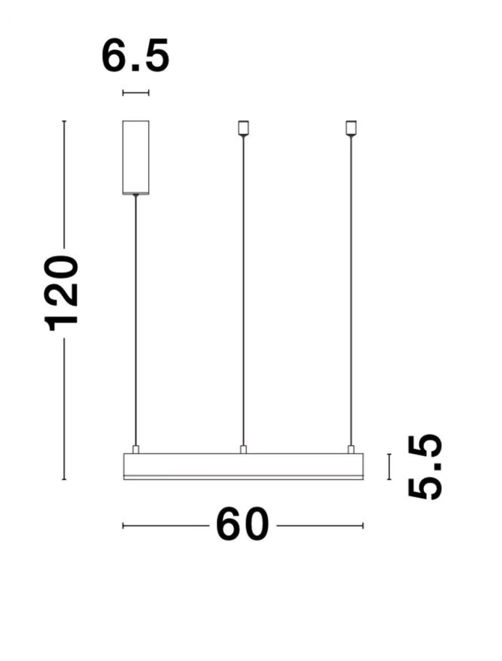 Lustra din Aluminiu Negru H200xL60cm IP20 40W 2943lm 3000k MOTIF