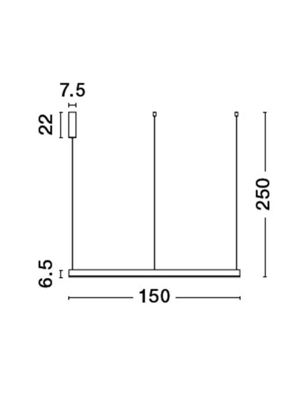 Lustra din Aluminiu Negru H250xL150cm IP20 80W 6000lm 3000k MOTIF