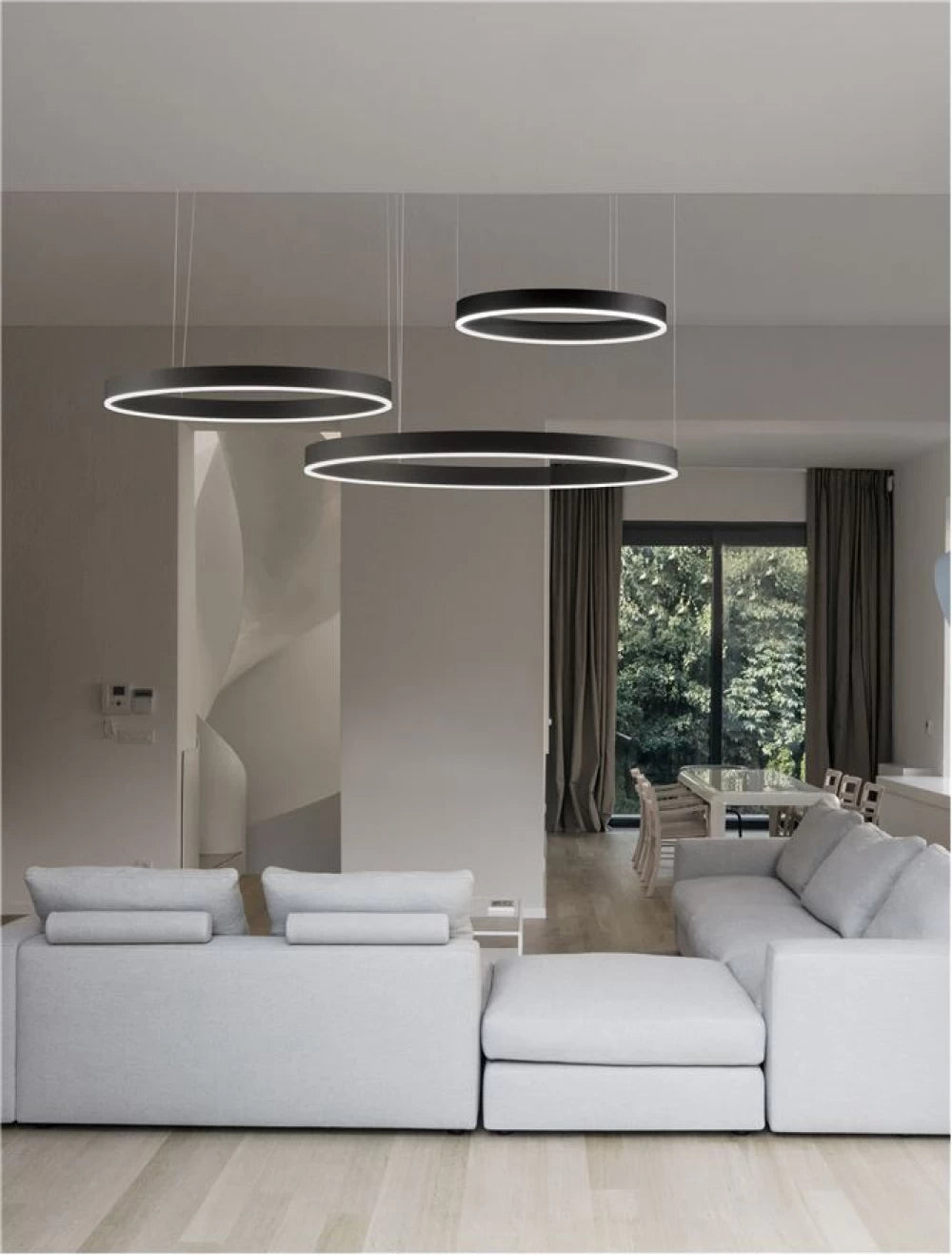Lustra din Aluminiu Negru H250xL100cm IP20 140W 7840lm 2700-6000k MOTIF