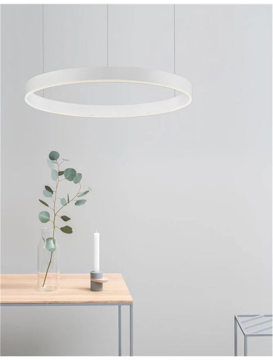 Lustra structura din Aluminiu Alb si abajur din Acrilic H200xL60cm IP20 40W 2943lm 3000k MOTIF