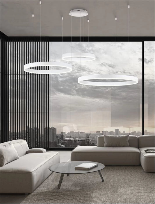 Lustra structura din Aluminiu Alb si abajur din Acrilic H250xL100cm IP20 140W 7840lm 2700-6000k MOTIF