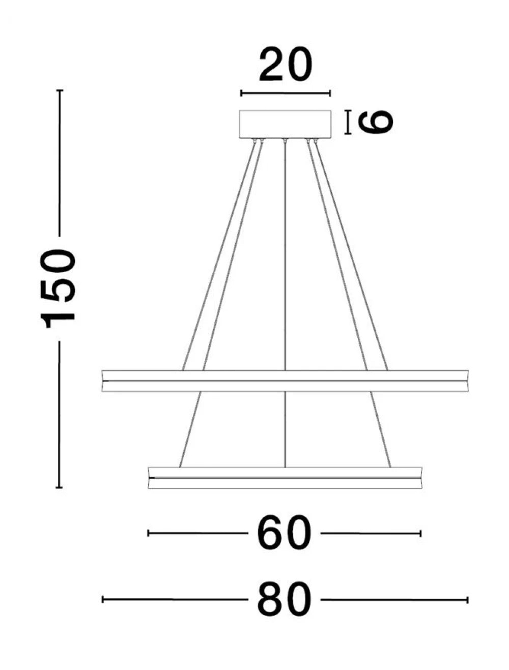 Lustra structura din Metal Negru/Auriu si abajur din Acrilic Alb H150xL60cm IP20 98W 7643lm 3000k CANTRIA