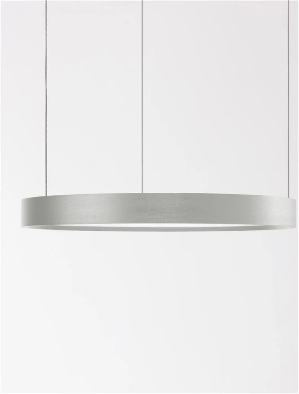 Lustra structura din Aluminiu Argintiu si abajur din Acrilic Alb H150xL40cm IP20 22W 1540lm 3000k PERRINE