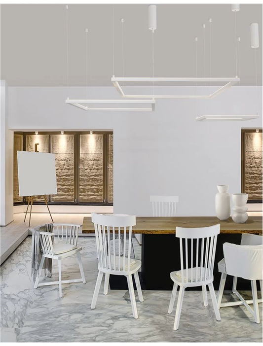 Lustra structura din Aluminiu Alb si abajur din Acrilic H120xL100cm IP20 50W 3818lm 3000k ETERNA