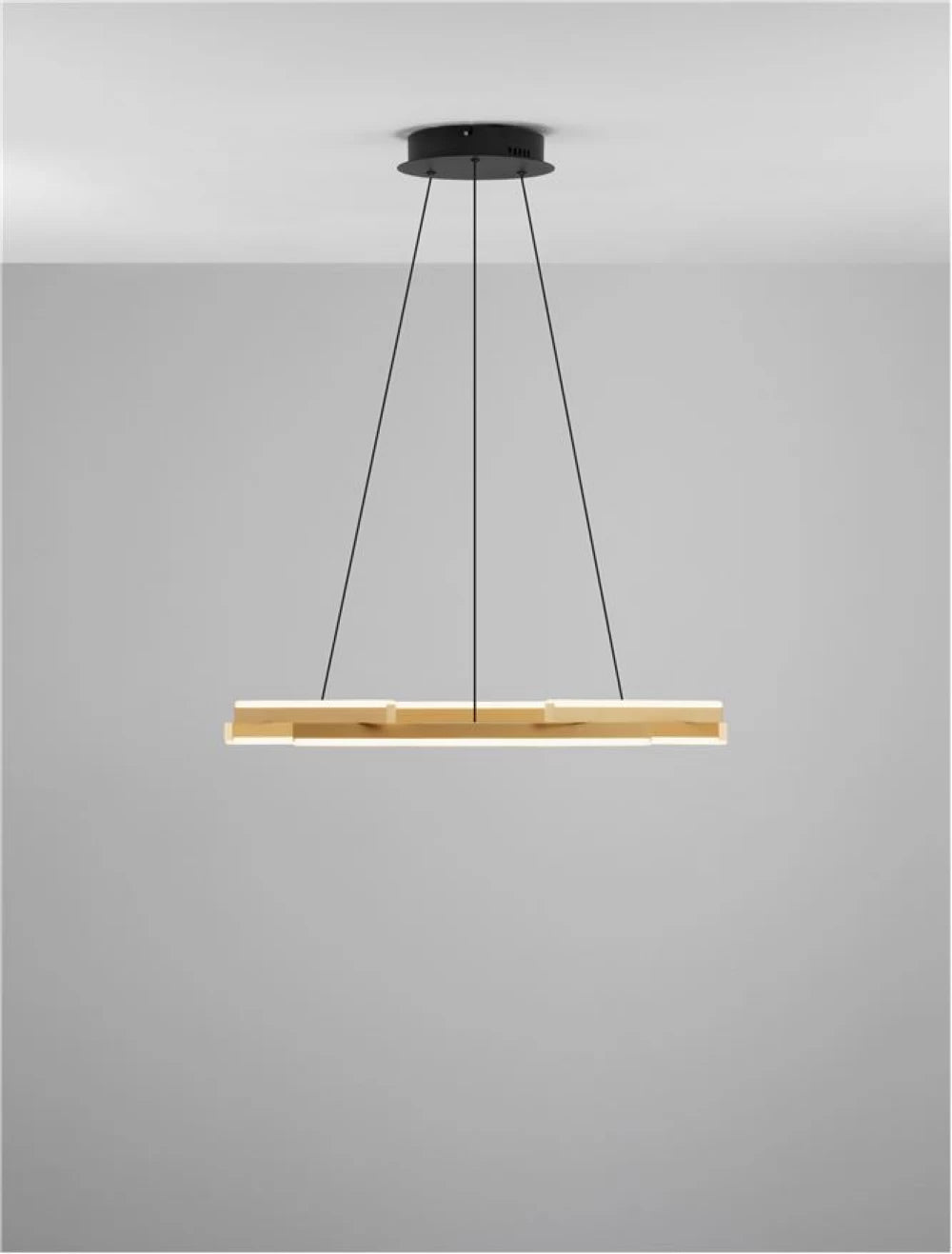 Lustra structura din Aluminiu Negru/Auriu si abajur din Acrilic Alb H150xL66cm IP20 38W 2046lm 3000k HYDE