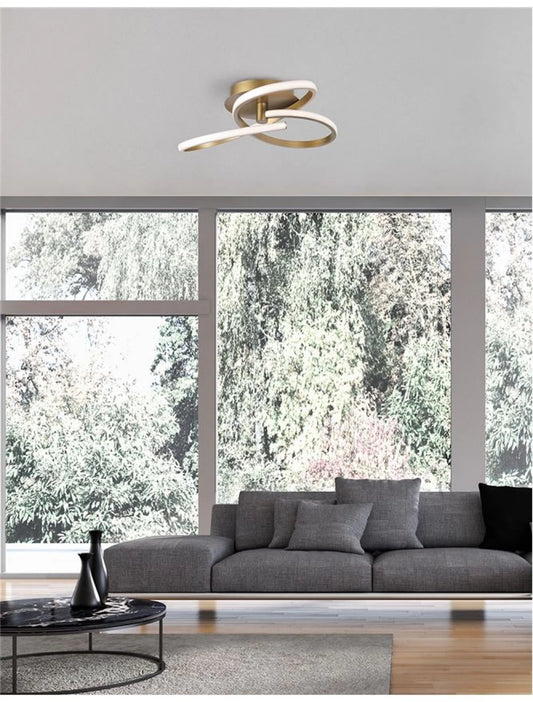 Plafoniera structura din Aluminiu Auriu si abajur din Acrilic Alb H20xL47cm IP20 40W 3017lm 3000k FUSION