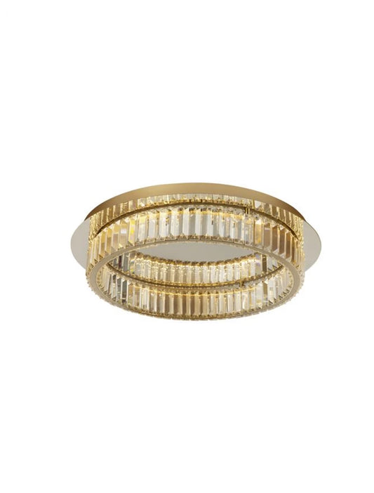 Plafoniera structura din Metal Auriu si abajur din Cristal Transparent H12xL50cm IP20 29W 1481lm 3500k AURELIA