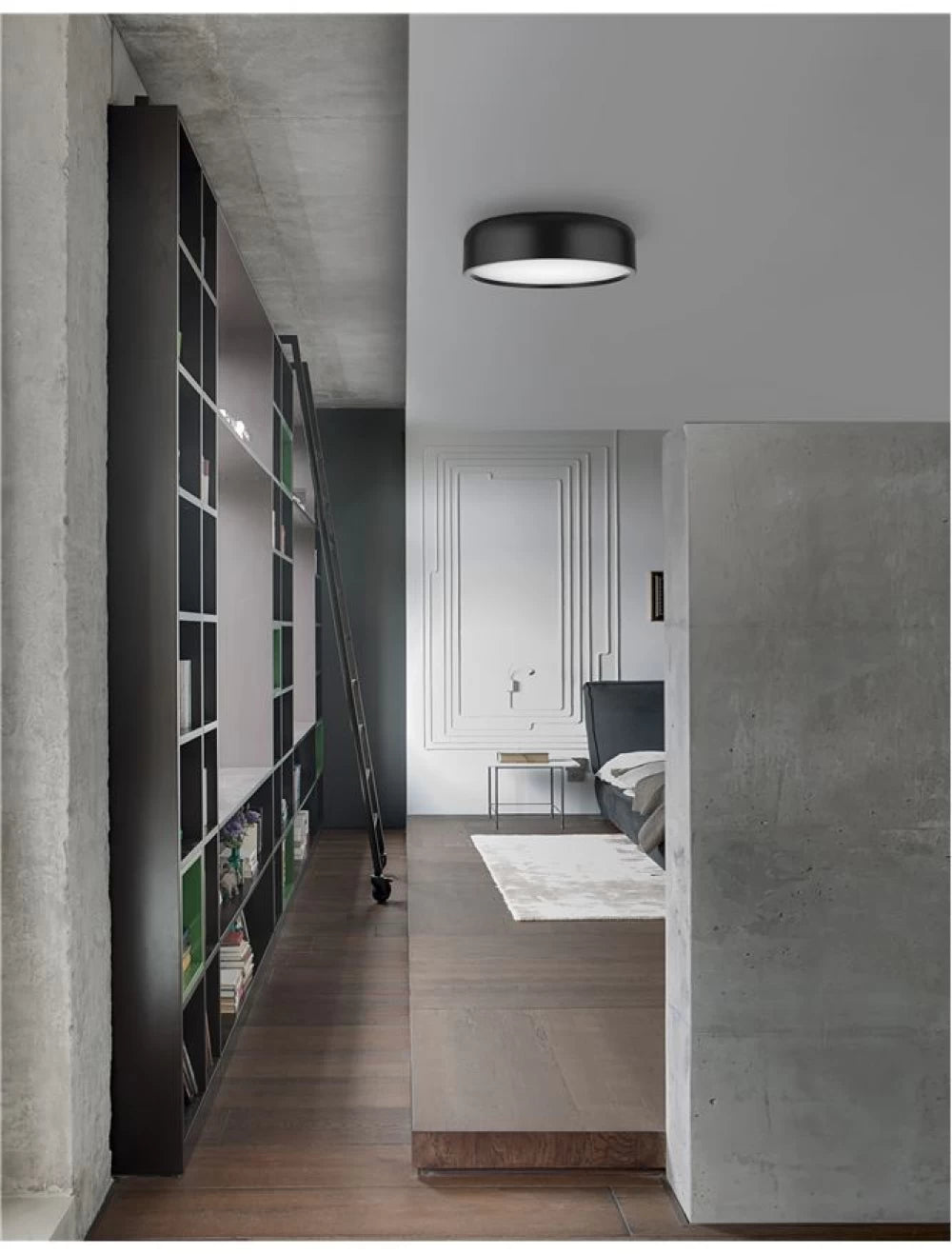 Plafoniera structura din Metal Negru si abajur din Acrilic Alb H15xL48cm IP20 PERLETO