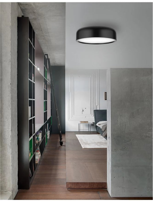 Plafoniera structura din Metal Negru si abajur din Acrilic Alb H13xL35cm IP20 PERLETO