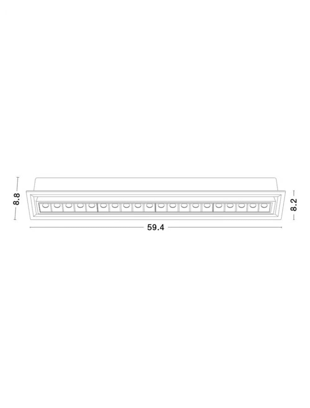 Spot incastrat din Aluminiu Negru H8.8xL59.5cm IP20 22.5W 2025lm 3000k CANTIA
