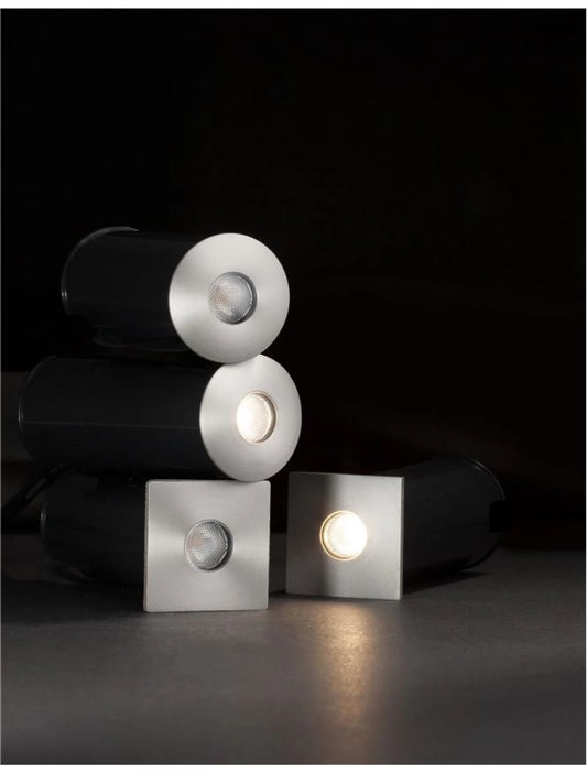 Spot incastrat pentru scari din Aluminiu Argintiu H9xL4.2cm IP67 1W 60lm 3000k BANG