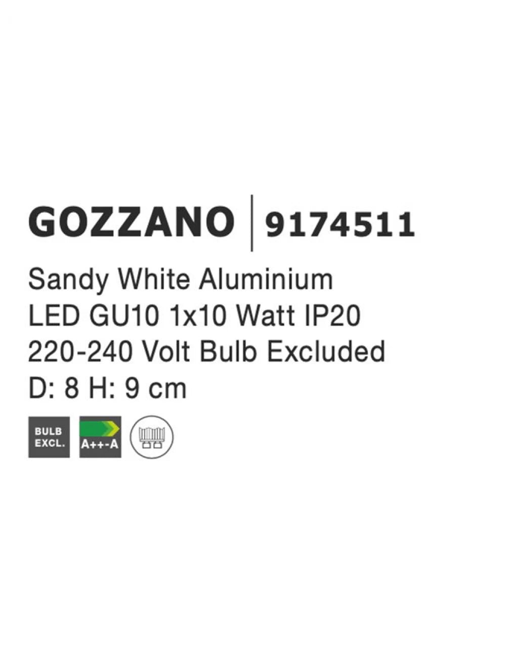 Spot aplicat din Aluminiu Alb H9xL8cm IP20 LED GU10 GOZZANO
