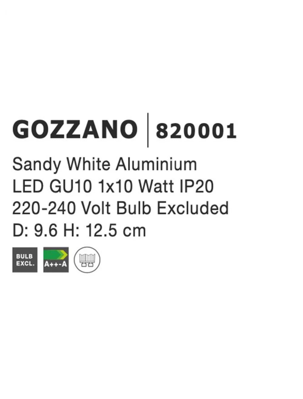 Spot aplicat din Aluminiu Alb H12.5xL9.6cm IP20 LED GU10 GOZZANO