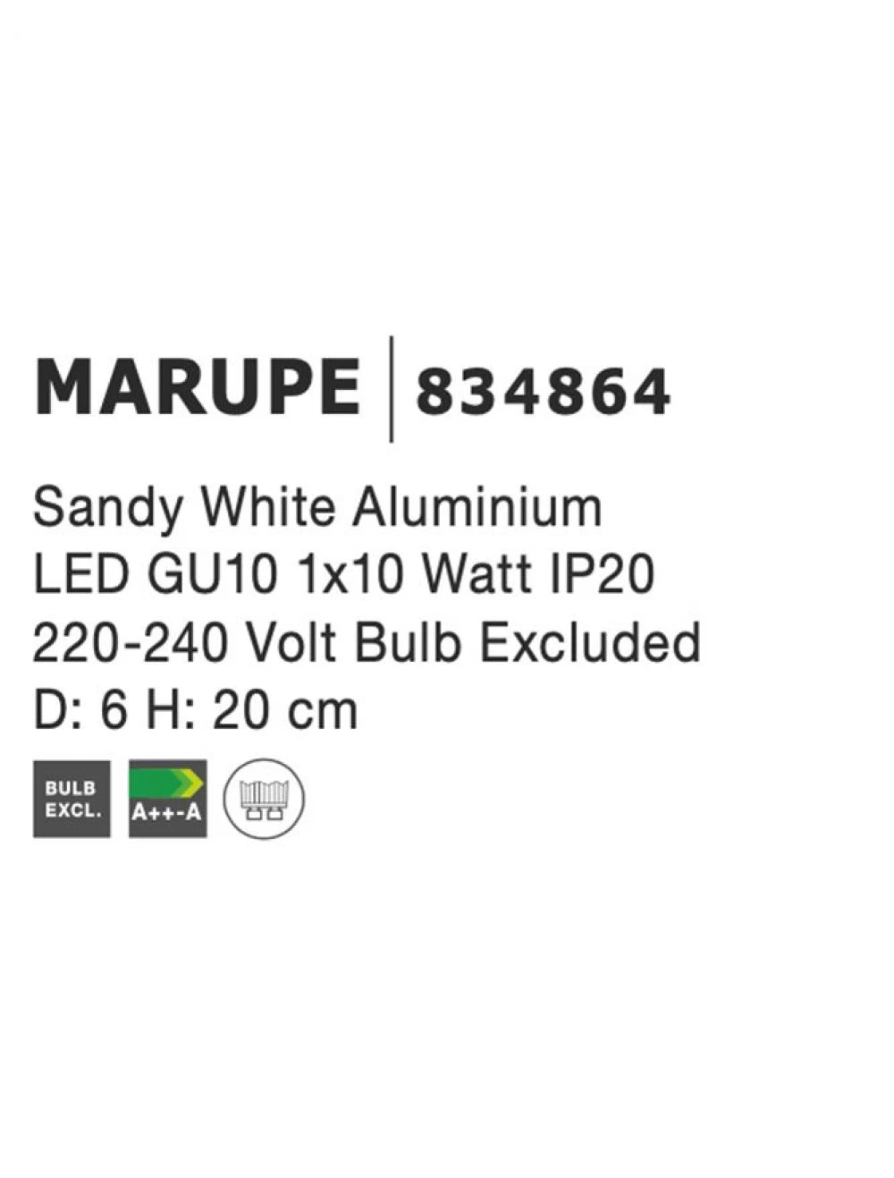 Spot aplicat din Aluminiu Alb H20xL6cm IP20 LED GU10 MARUPE