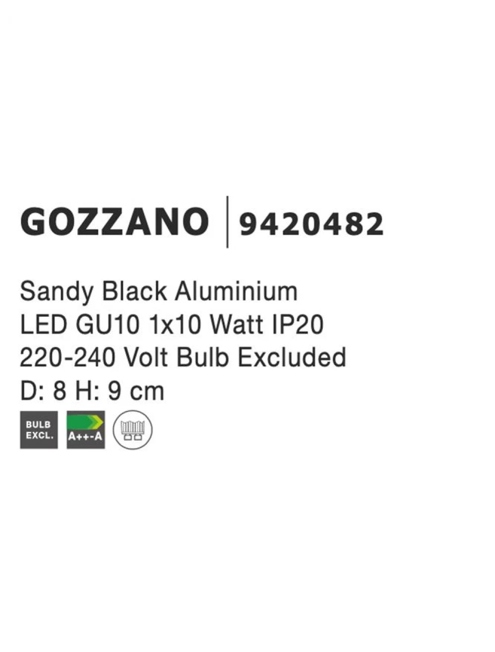 Spot aplicat din Aluminiu Negru H9xL8cm IP20 LED GU10 GOZZANO