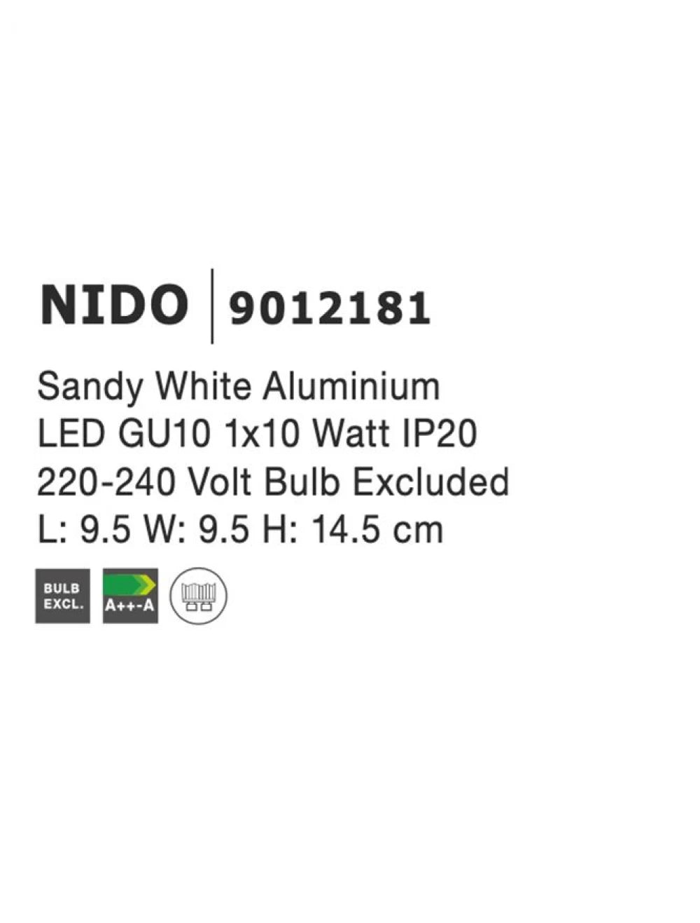 Spot aplicat din Aluminiu Alb H14.5xL9.5cm IP20 LED GU10 NIDO