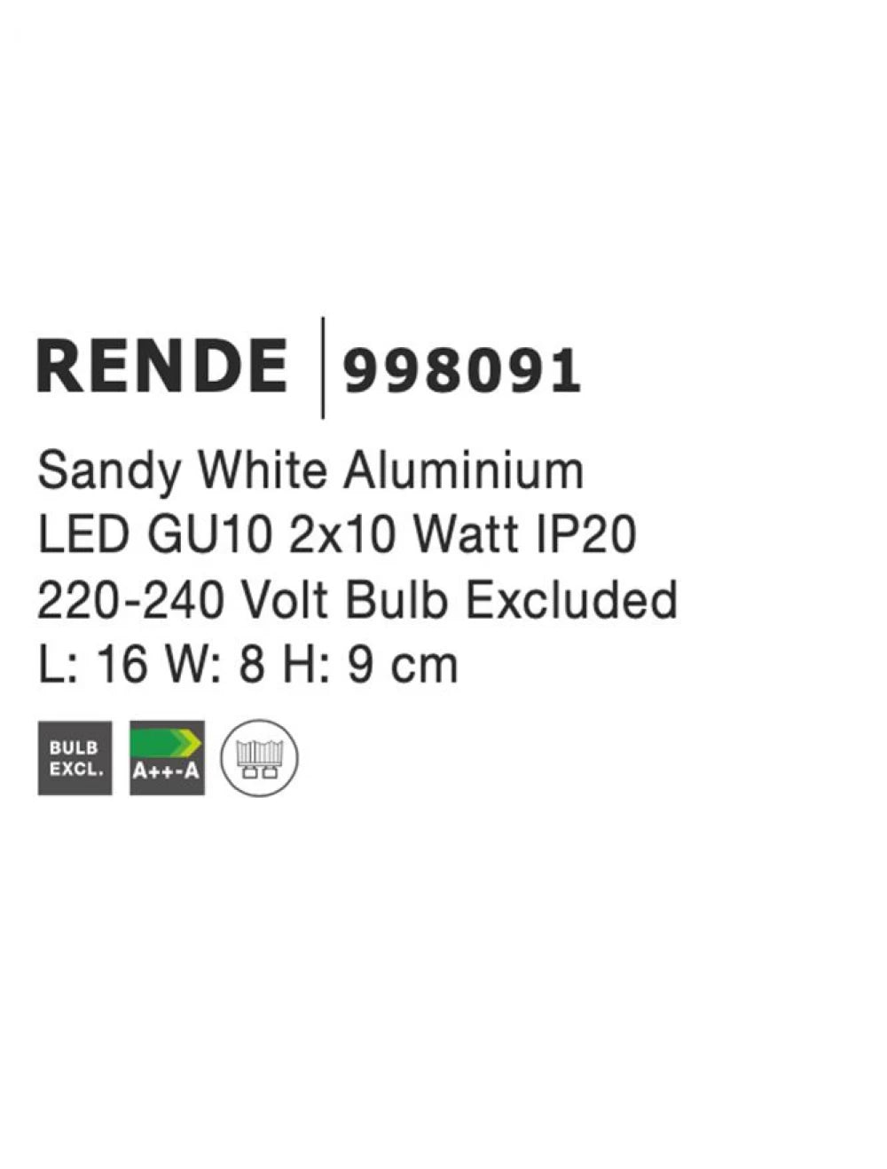 Spot aplicat din Aluminiu Alb H9xL16cm IP20 LED GU10 RENDE