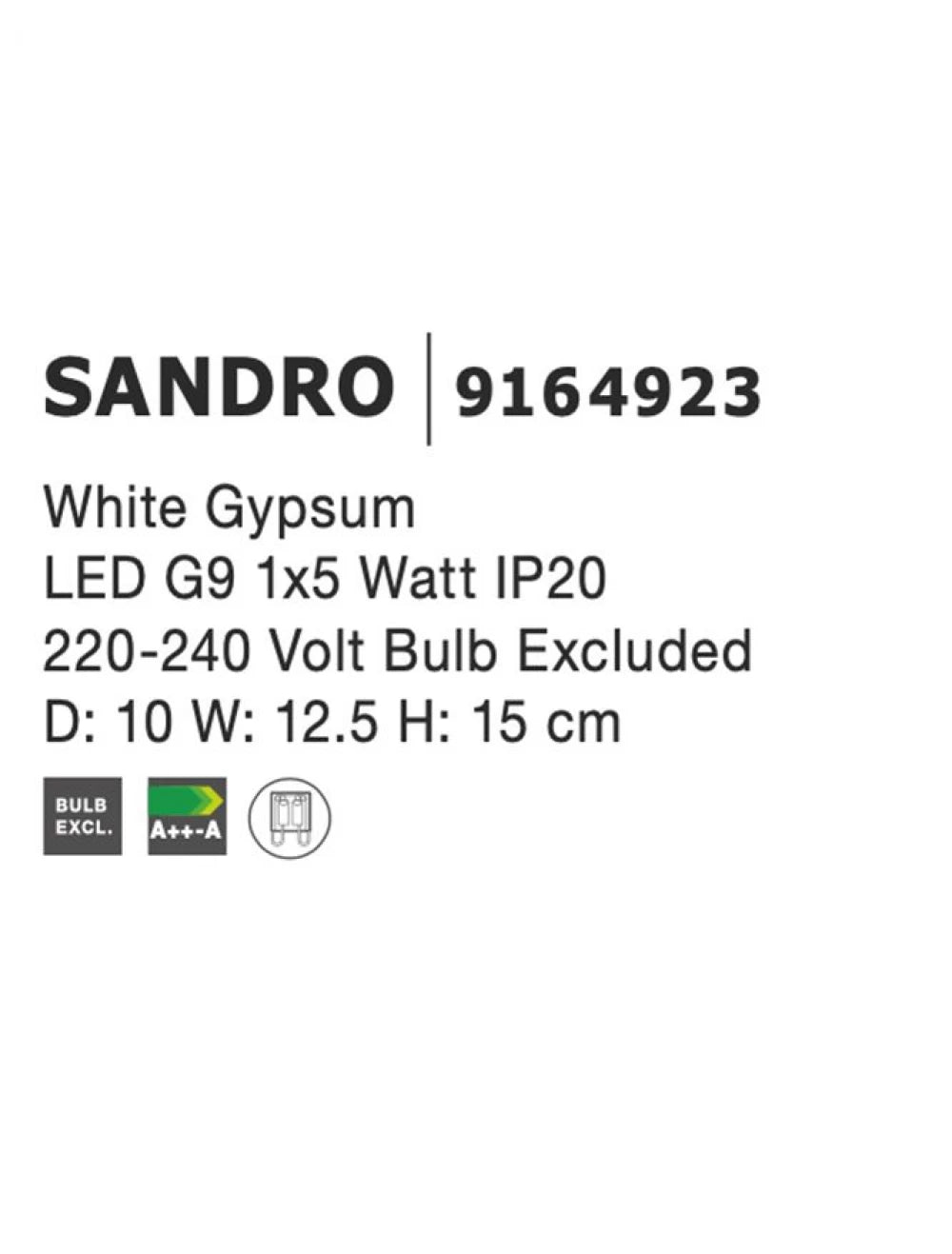 Aplica perete Rotunda din Gips Alb H15xL10cm LED G9 SANDRO