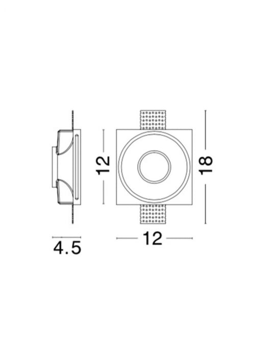 Spot incastrat din Gips Alb H4.5xL12cm IP20 LED GU10 TOBIA