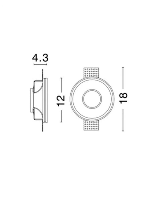 Spot incastrat din Gips Alb H4.3xL12cm IP20 LED GU10 COSIMO