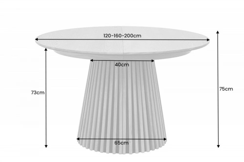 Masa extensibila Rotunda de 6-8 persoane din Lemn de stejar Maro/Negru L120-160-200xH75cm Valhalla