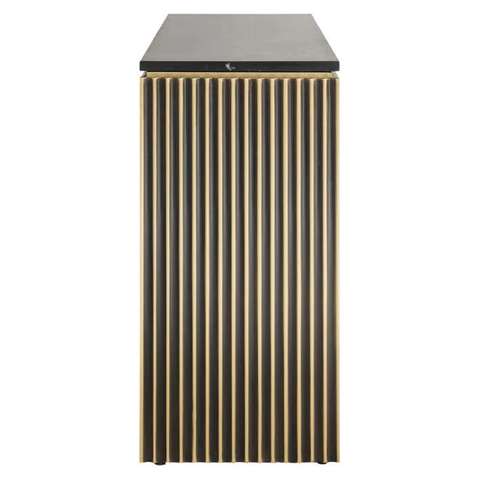 Comoda cu 3 usi din Marmura Negru si MDF placat cu metal Alama L160xH81cm Les Arcs Richmond Interiors