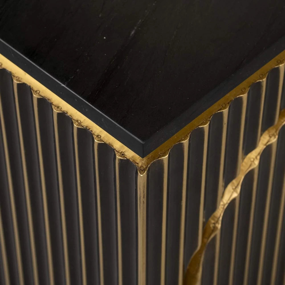 Noptiera din Marmura Negru si MDF placat cu metal Alama L50xH60cm Les Arcs Richmond Interiors