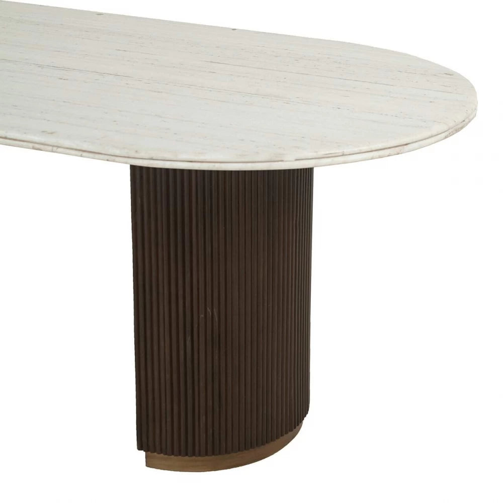 Masa Ovala din Marmura Alb Lemn/Metal Maro/alama L210xH76cm Mayfield Richmond Interiors