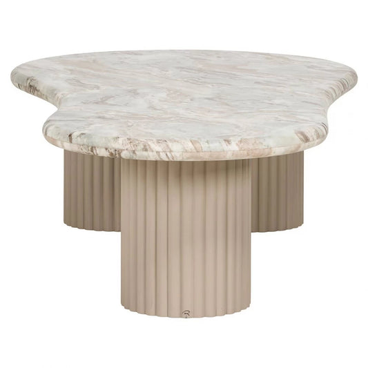 Masuta de cafea Asimetrica din Marmura Bej si MDF Bej L150xH37cm Coronel