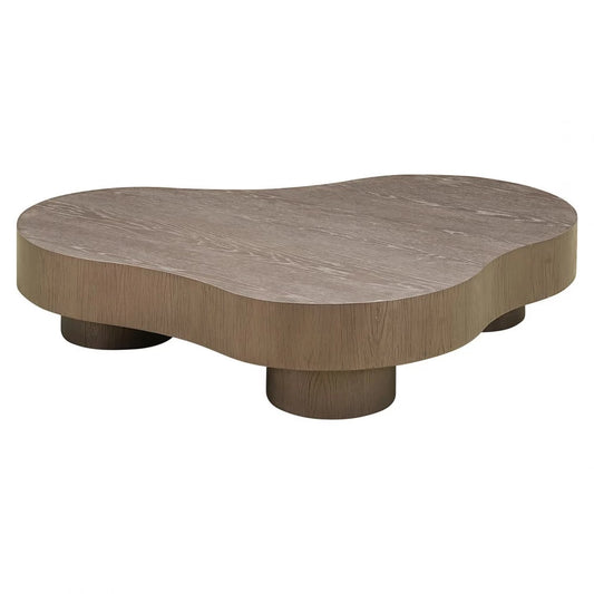 Masuta de cafea Asimetrica din Furnir de stejar Bronz L142xH30cm Bogor