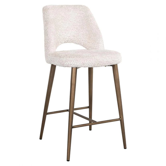 Scaun de insula tapitat cu Stofa Crem cu picioare din Metal Alama H98.5xL47xA56cm Delphine Richmond interiors
