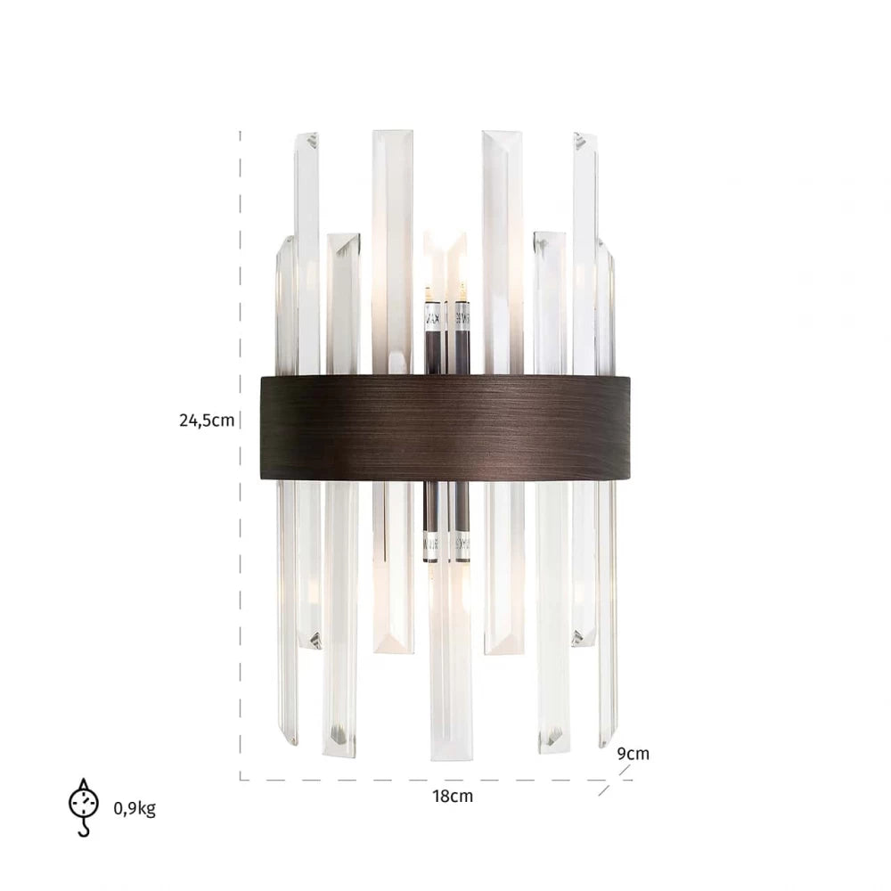 Aplica de perete din Metal Bronz si Sticla Transparent H24.5xL18cm Avan Richmond interiors