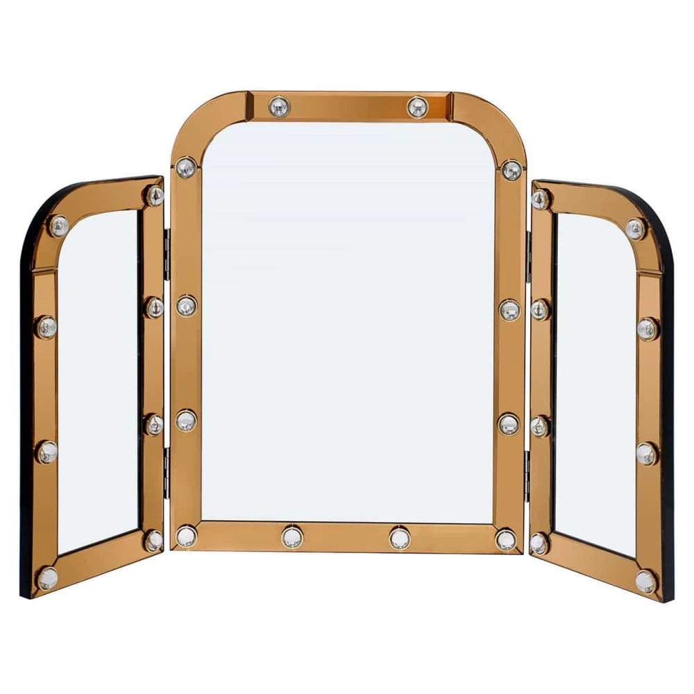 Oglinda Dreptunghiulara cu rama din MDF/Metal Auriu L91xH60cm Jaira