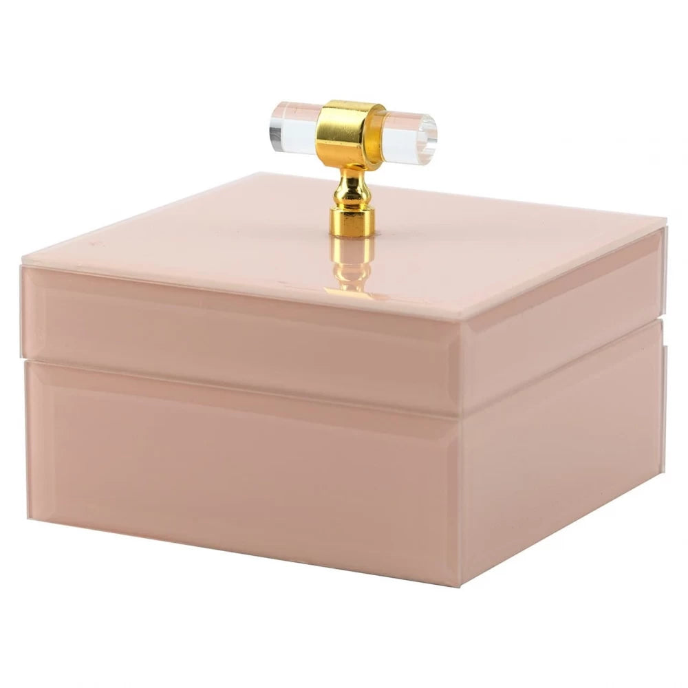 Cutie bijuterii din MDF/Sticla Roz H7.5xL13cm Rana