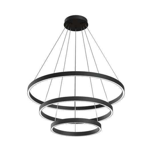 Lustra rotunda cu inaltime reglabila din Aluminiu Negru cu LED D80xH120cm Rim