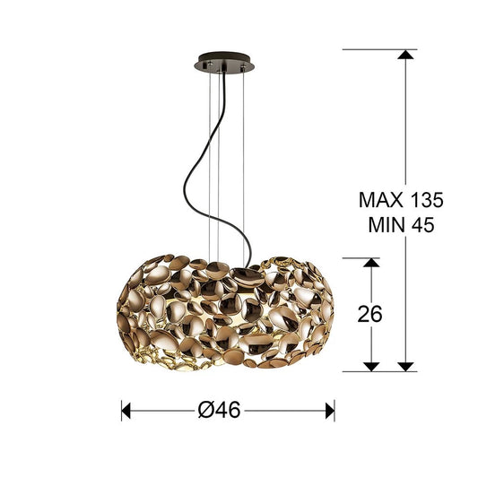 Lustra rotunda cu inaltime reglabila din Metal Auriu cu 5 becuri D47xH135cm Narisa